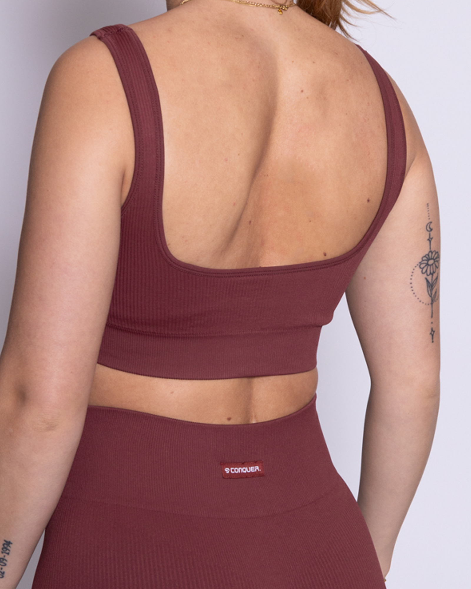 Ribbed Seamless Bra Burgundy – Conquer Performance Wear